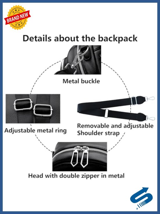 PU Leather 3-in-1 Mini Backpack Purse for Women